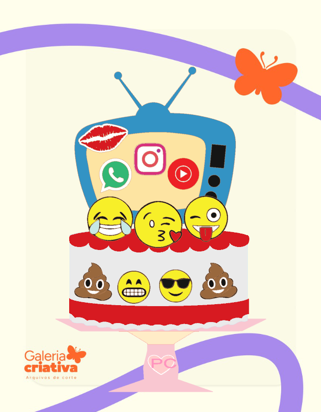 Emoji Emoticon em Camadas Arquivo Topo de Bolo Emoji Emoticon em Camadas - Imagem 1
