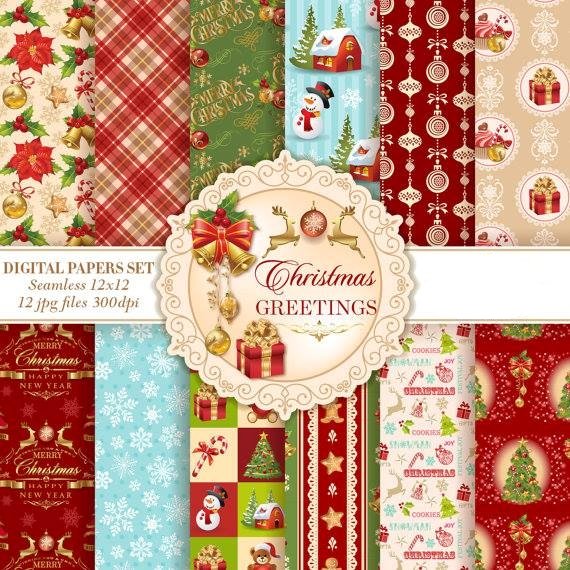 Enchantica - Christmas Greetings Kit Digital Papeis Saudações de Natal - Imagem 1