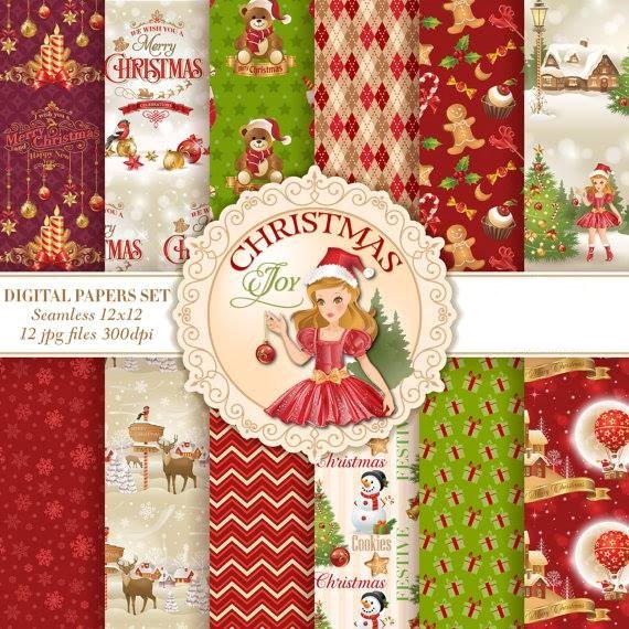 Enchantica - Christmas Joy Kit Digital Papeis Alegria de Natal - Imagem 1