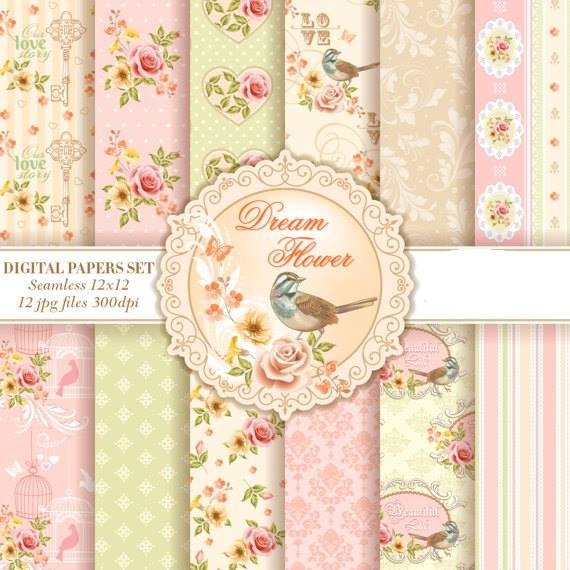 Enchantica - Dream Flower Kit Digital Papeis Linda Peônia - Imagem 1