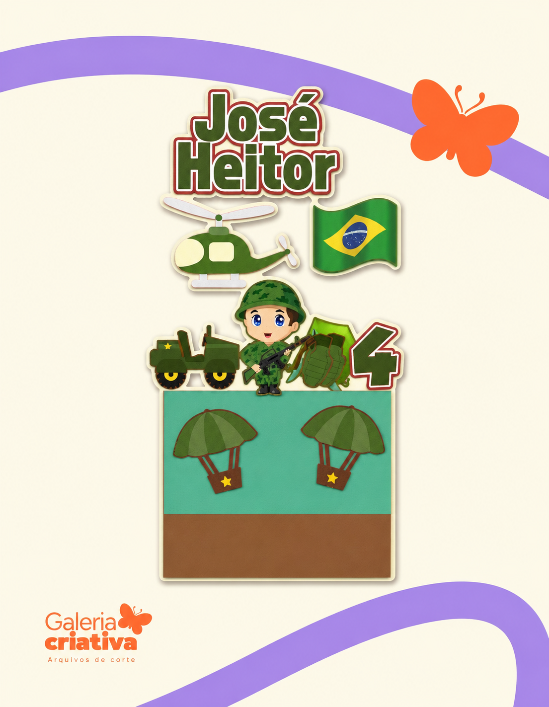 Exército Menino Arquivo Topo de Bolo Exército Menino - Imagem 1