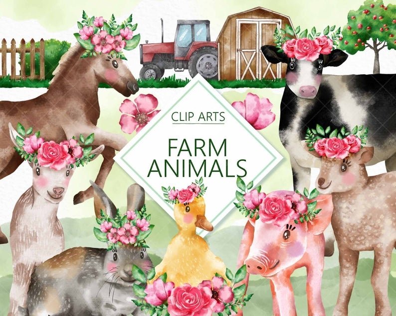 FARM_ANIMALS_CLIPART Kit Digital Animais da Fazenda - Imagem 1