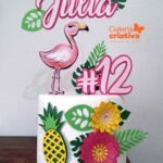 Arquivo Topo de Bolo FLAMINGO FLORES 2