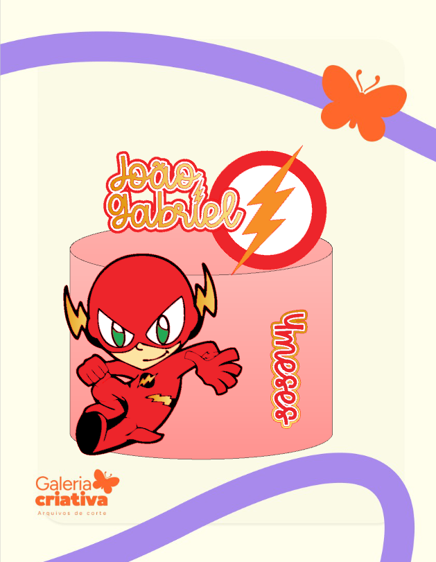 FLASH - ART E PAPIER Arquivo Topo de Bolo FLASH - Imagem 1