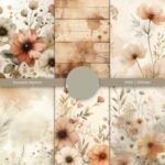 Kit Digital Papeis Floral Aquarela