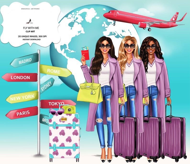 FLY WITH ME Kit Digital Viagem Amigas - Imagem 1
