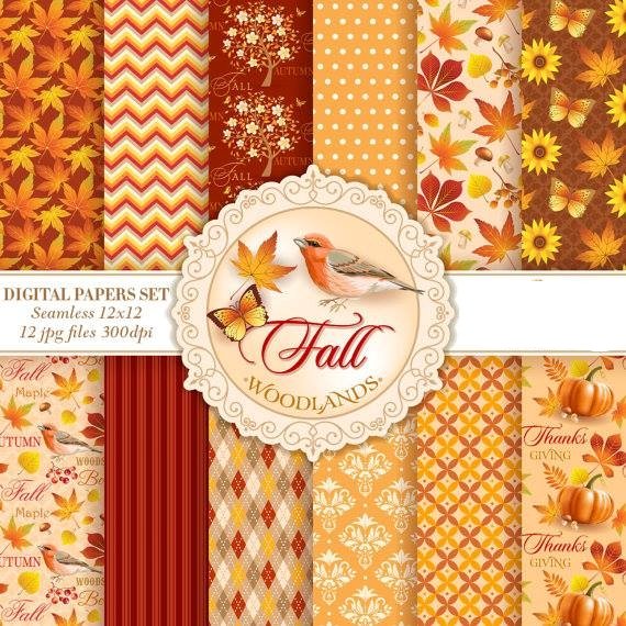 FallWoodlands Kit Digital Papeis Floresta de Outono - Imagem 1