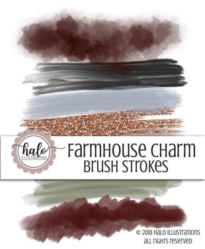 Farmhouse Charm Brush Strokes-Halo Kit Digital Pinceladas Fazenda - Imagem 1
