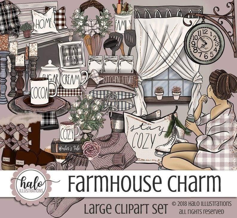 Farmhouse Charm-Halo Kit Digital Conforto do Lar - Imagem 1