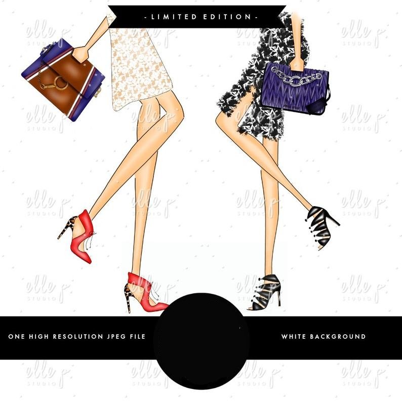 Fashion Besties Ilustration-ElleP Kit Digital Ilustração Fashion - Imagem 1