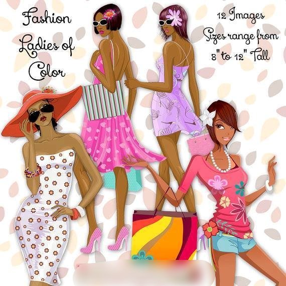 Fashion-Ladies-of-Color Kit Digital Mulheres Negras Fashion - Imagem 1