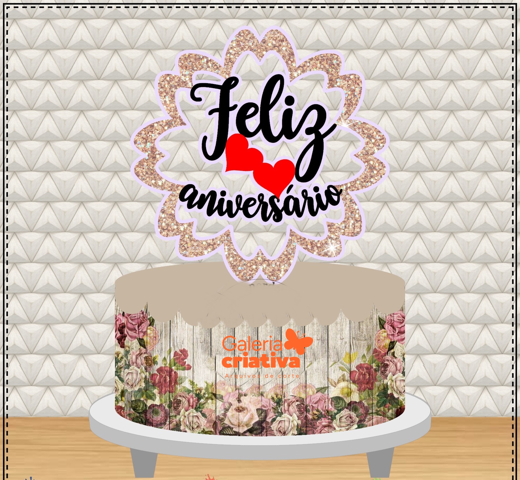 Feliz Aniversário Circular 2 Arquivo Topo de Bolo Feliz Aniversário Circular 2 - Imagem 1