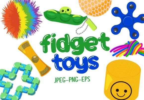 Fidget Toys Clipart Kit Digital Brinquedos Antiestresse - Imagem 1