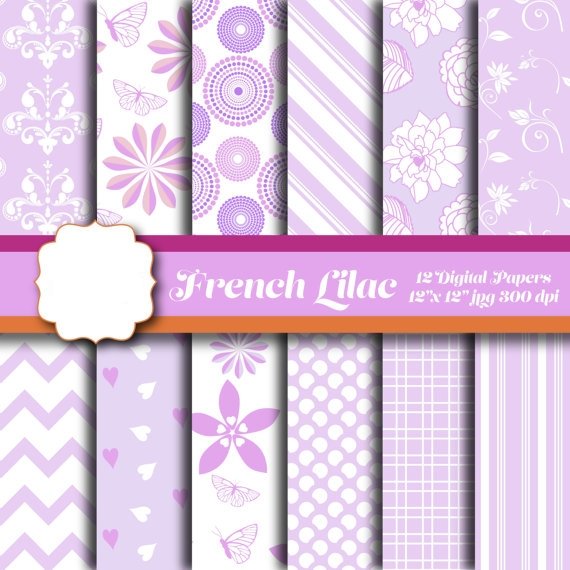 Flair_FrenchLilacPack Arquivo Kit Digital Papéis Estampas Lilas - Imagem 1