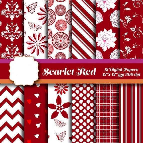 Flair_ScarletRedPack Arquivo Kit Digita Papéis Scarlet Red - Imagem 1