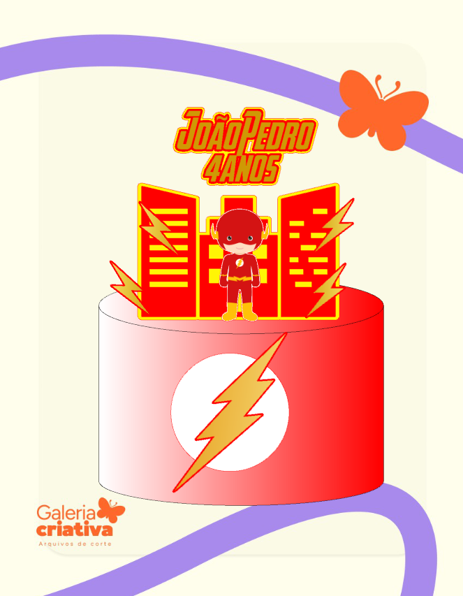 Flash - papel com amor Arquivo Topo de Bolo Flash - Imagem 1