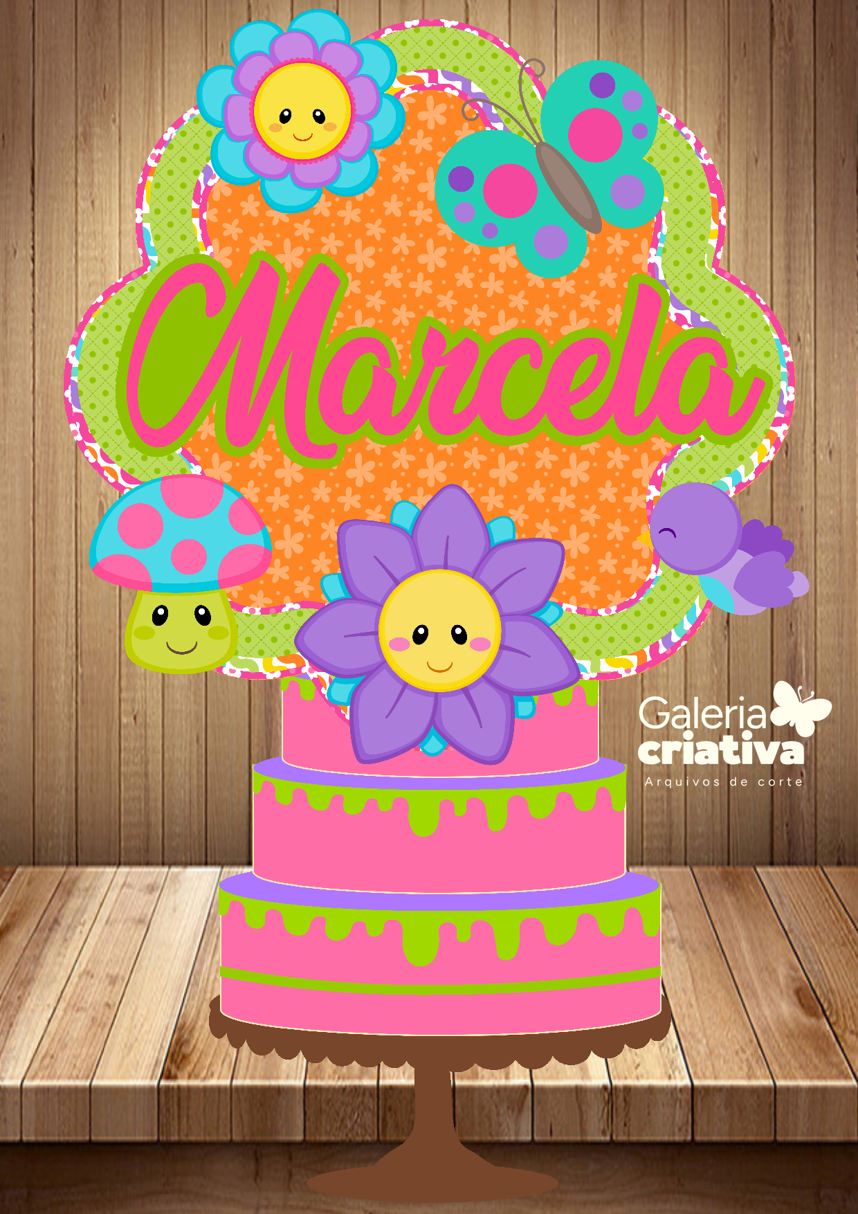 Flores Circular Arquivo Topo de Bolo Flores Circular - Imagem 1