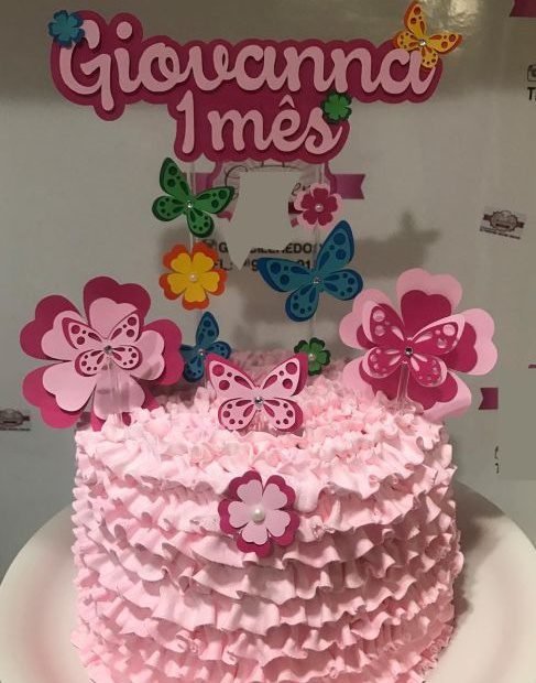 Flores e Borboletas Arquivo Topo de Bolo Flores e Borboletas - Imagem 1