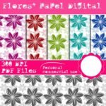 Kit Digital Papeis Flores