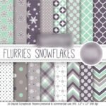 Kit Digital Papeis Flocos de Neves