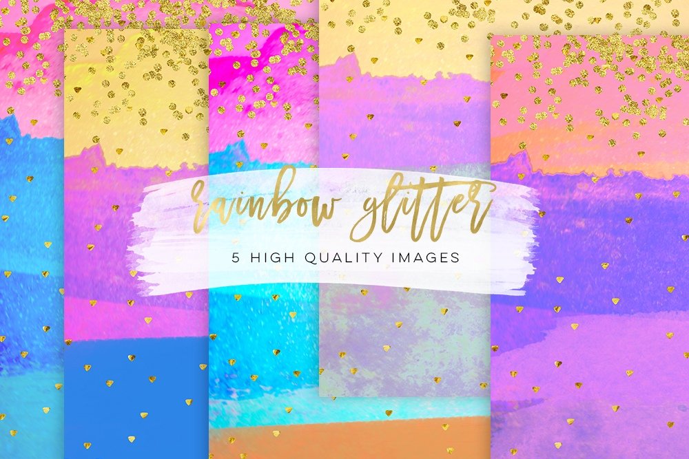 Fresh rainbow glitter Kit Digital Papeis Arco-Iris Brilhoso - Imagem 1