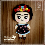 Arquivo Topo de Bolo Frida Kahlo Cute em Camadas
