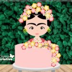 Arquivo Topo de Bolo Frida Kahlo Flores 2