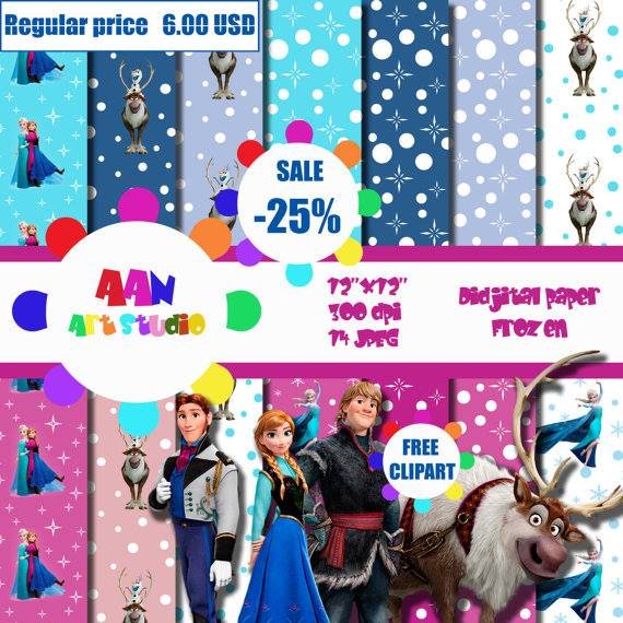 Frozen 9 Kit Digital Papeis Frozem 9 - Imagem 1