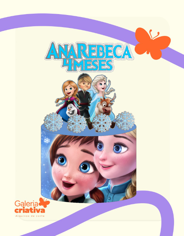 Frozen Cute 3 Arquivo Topo de Bolo Frozen Cute 3 - Imagem 1