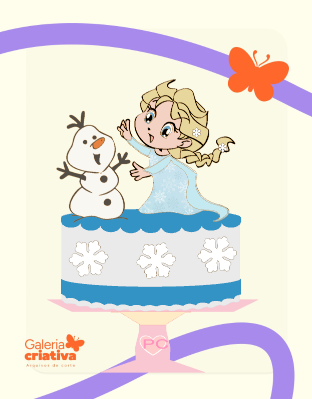 Frozen Cute em Camadas 6 Arquivo Topo de Bolo Frozen Cute em Camadas 6 - Imagem 1