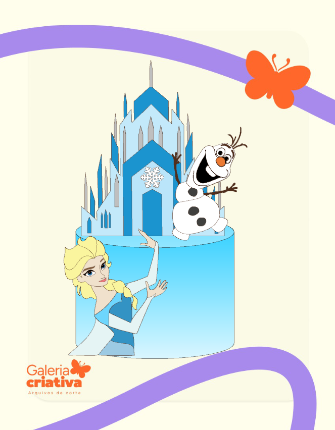 Frozen Cute em Camadas 7 Arquivo Topo de Bolo Frozen Cute em Camadas 7 - Imagem 1