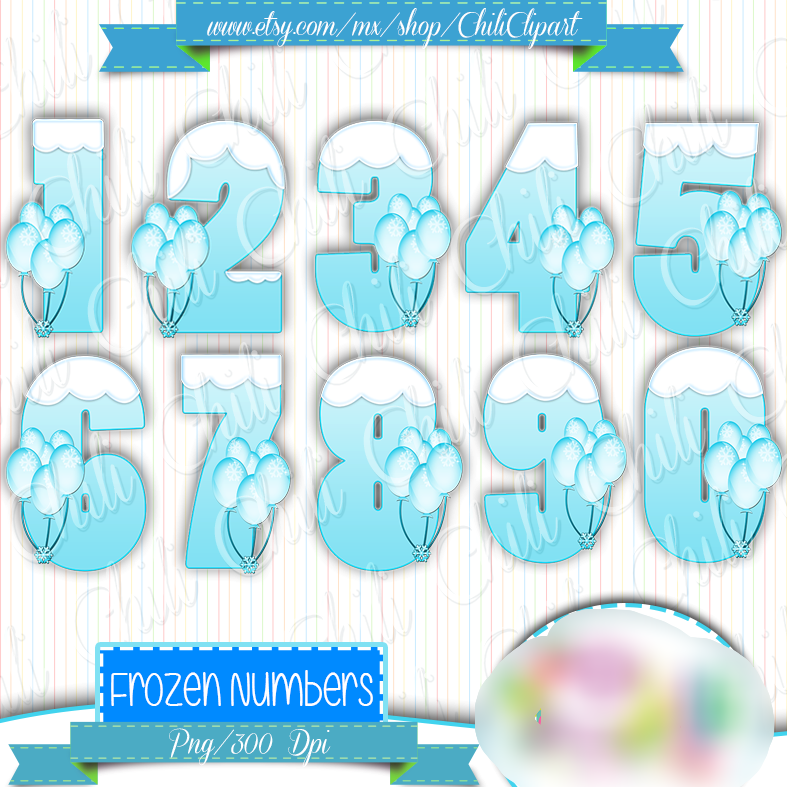 Frozen Numbers Kit Digital Frozen Numeros - Imagem 1