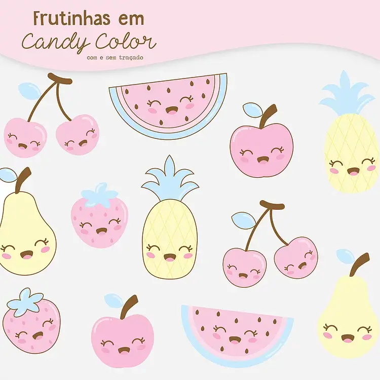 Frutinhas Candy Colors Kit Digital Frutinhas Candy Color - Imagem 1