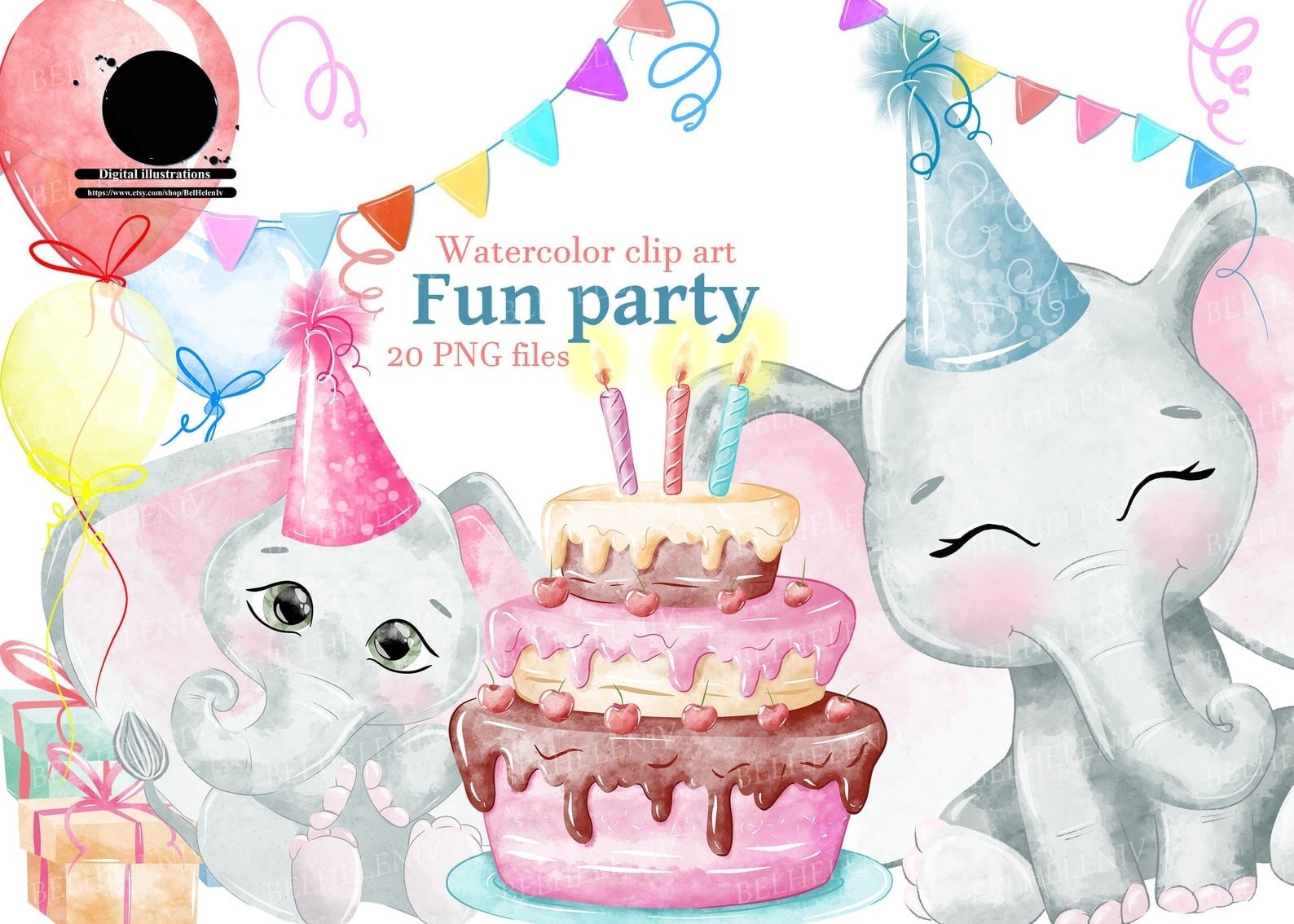 Fun Party Kit Digital Aniversario Elefantinhos - Imagem 1