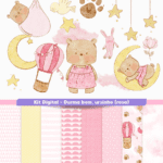 Kit Digital Papeis Durma Bem Ursinha Rosa