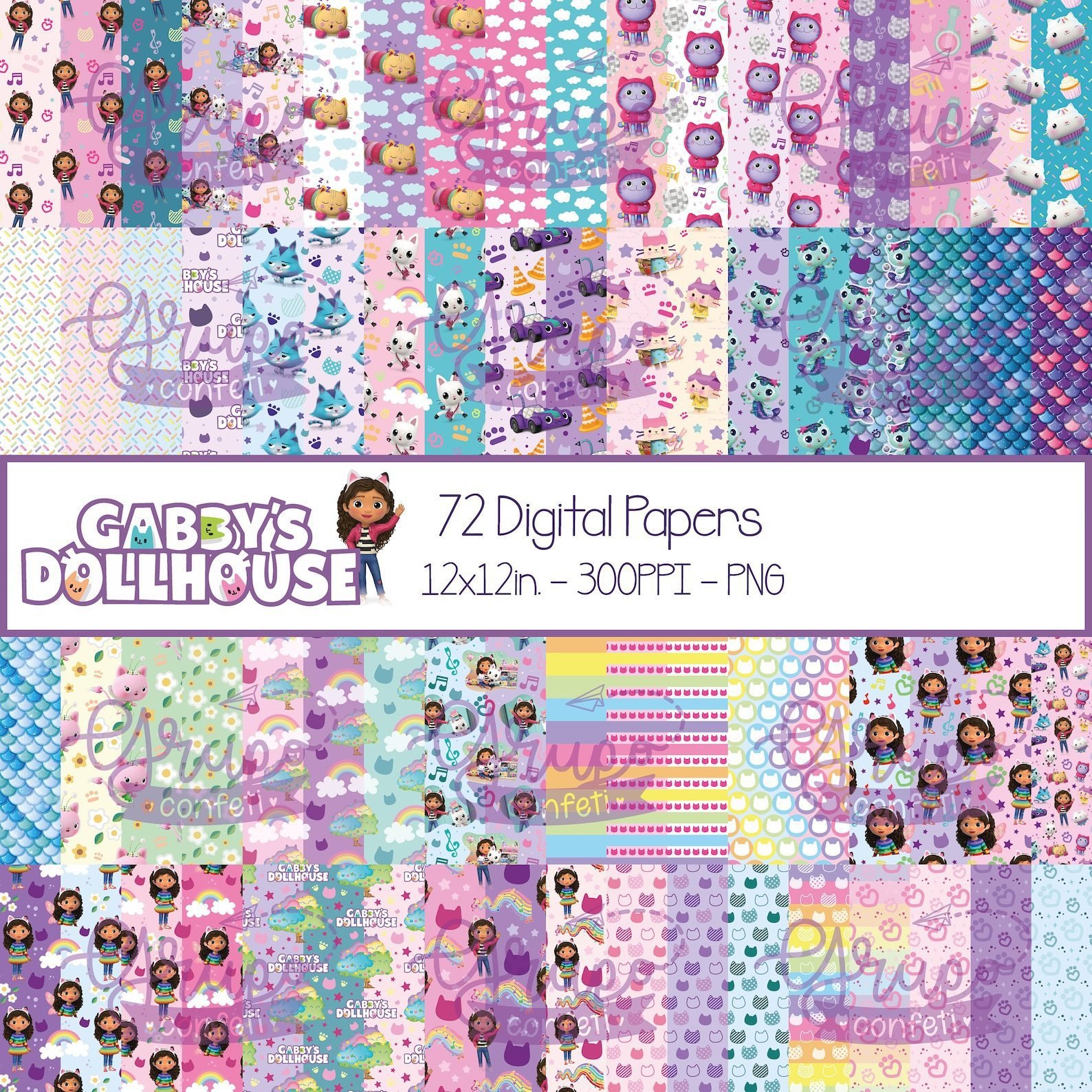 Gabby_s Dollhouse Digital Papers kit Digital Papeis Gabby Dollhouse - Imagem 1