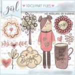 Kit Digital Menina Clipart