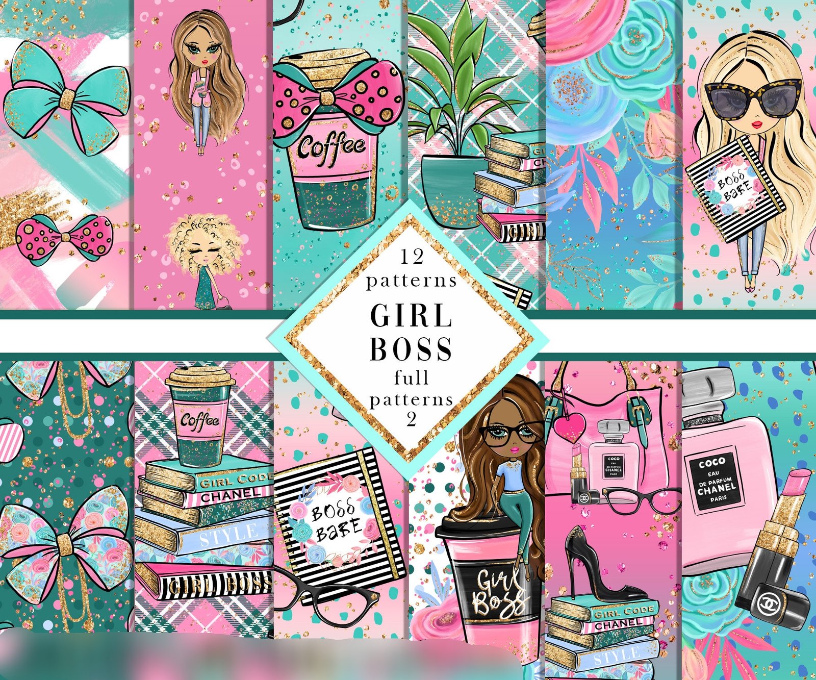 Girl Boss Paper 2 Arquivo Kit Digital Mulheres Independente - Estilosas3 - Imagem 1