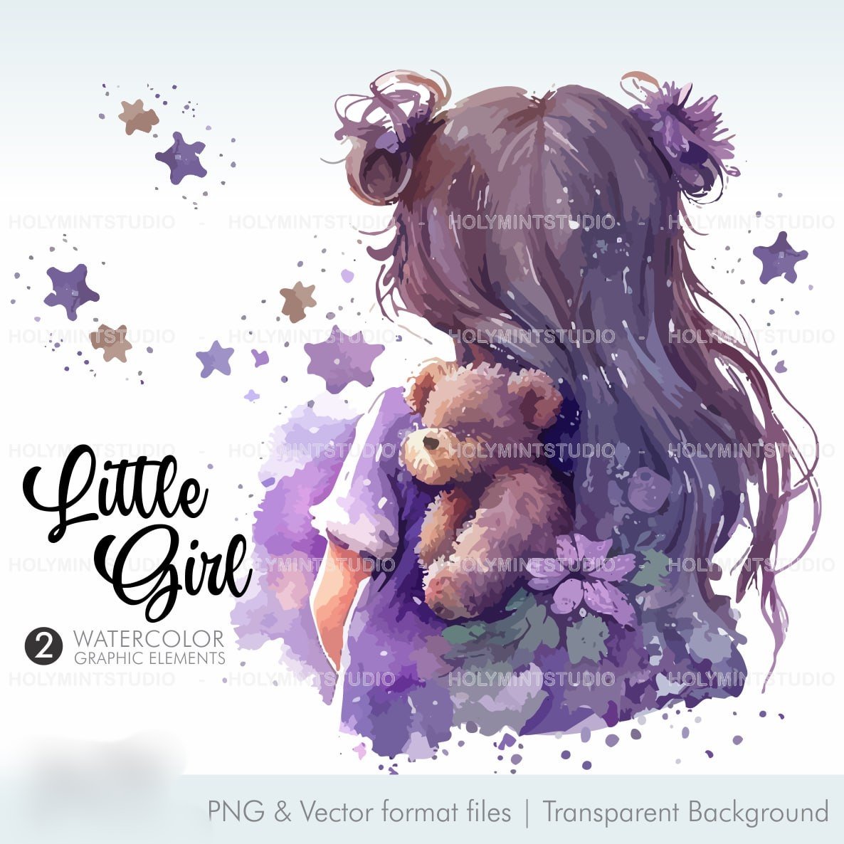 Girl with Teddy 1 Kit Digital Menina com Ursinho - Imagem 1
