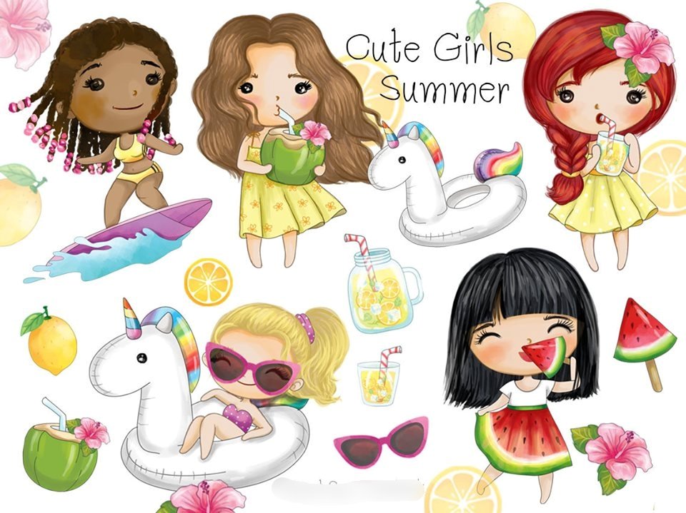 Girlssummer Kit Digital Meninas no Verão - Imagem 1