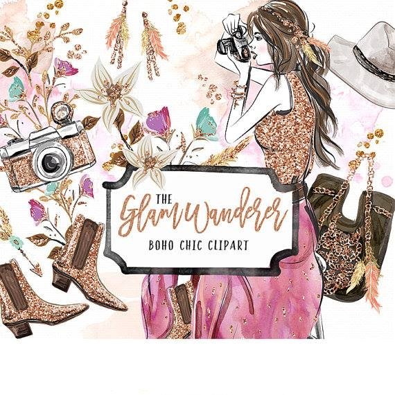 Glam Wanderer Clip Art Kit Digital Viajante Glamorosa - Imagem 1