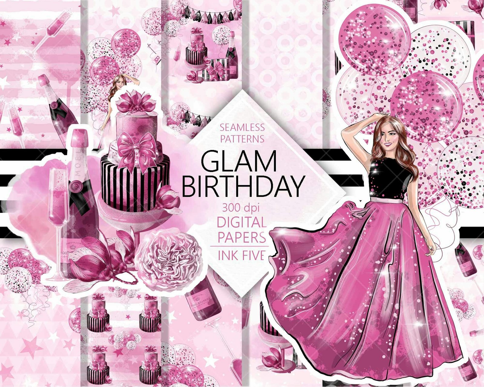 Glam_Birthday PP Kit Digital Aniversaio Glamuroso - Imagem 1