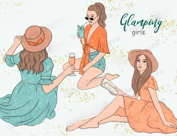 Glamping Girls Arquivo Kit Digital Piquenique com amigas - Imagem 1