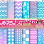 Kit Digital Papeis Flocos de Neve Brilhoso