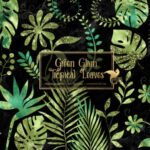 Kit Digital Clipart de Folhas Tropicais Verde Glamourosas