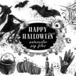Kit Digital Halloween Preto e Branco