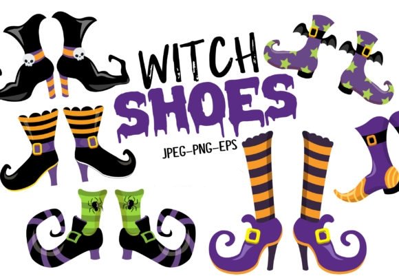 Halloween Witch Shoes Kit Digital Sapatos de bruxa de Halloween - Imagem 1