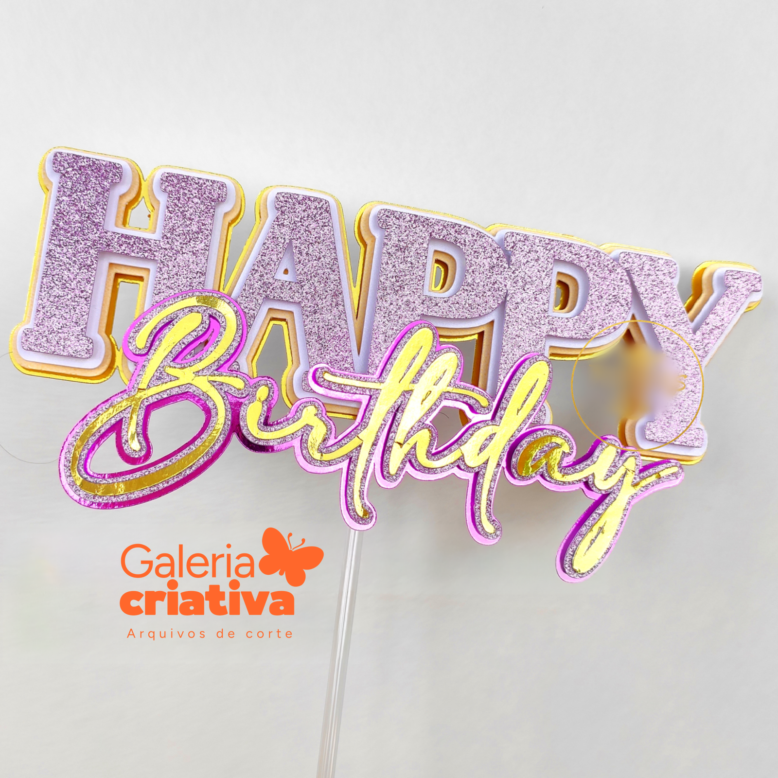 Happy Birthday 5 Arquivo Topo de Bolo Happy Birthday 5 - Imagem 1