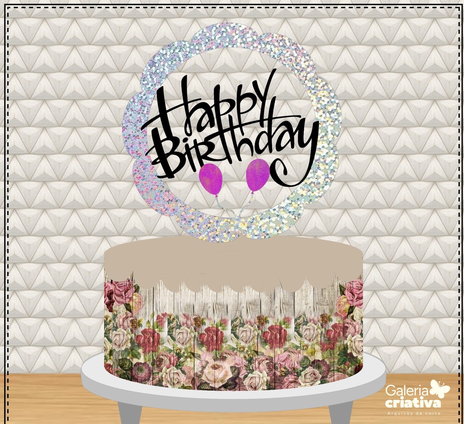 Happy Birthday 6 - By Adriana Castro Arquivo Topo de Bolo Happy Birthday 6 - Imagem 1