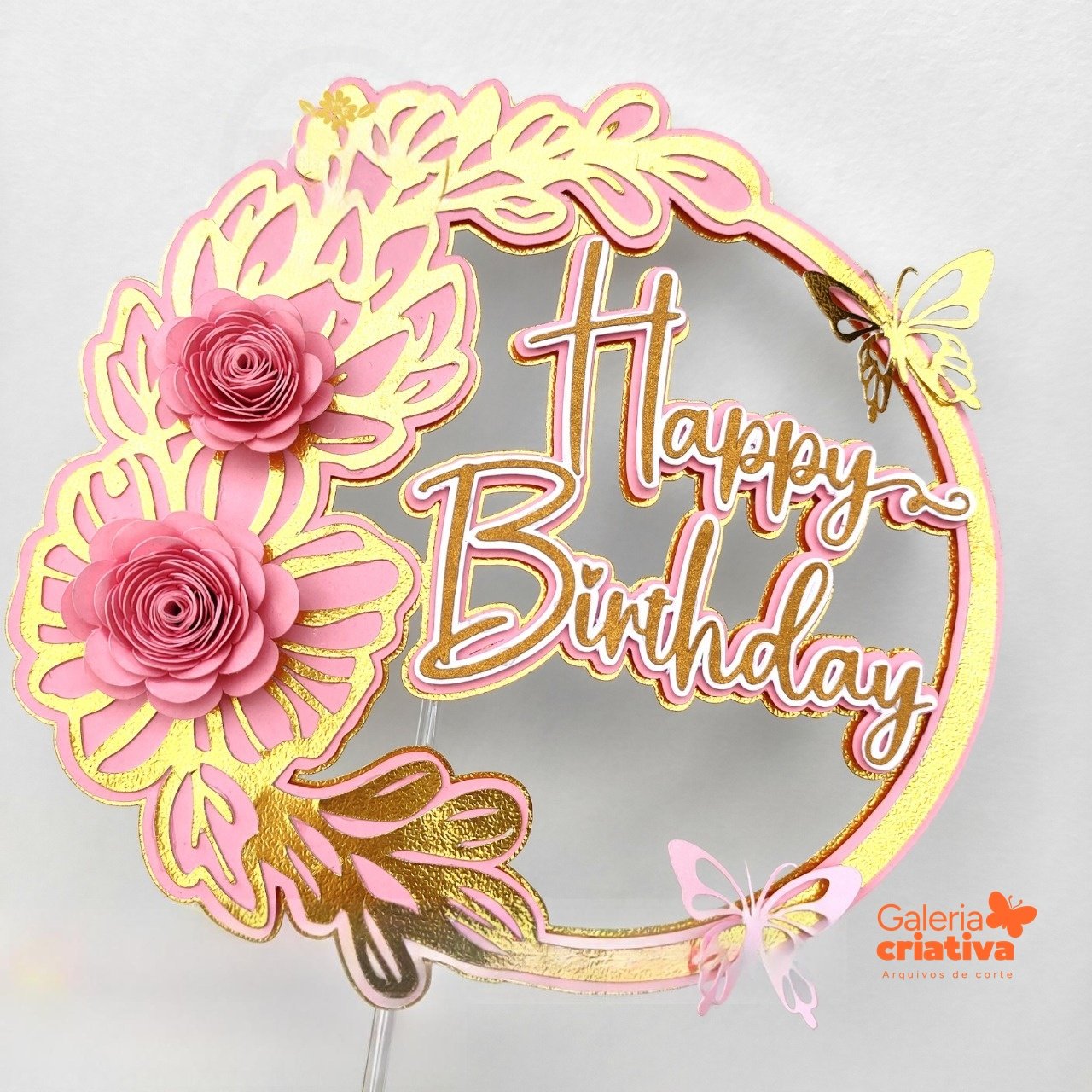 Happy Birthday Circular 2 Arquivo Topo de Bolo Happy Birthday Circular 2 - Imagem 1